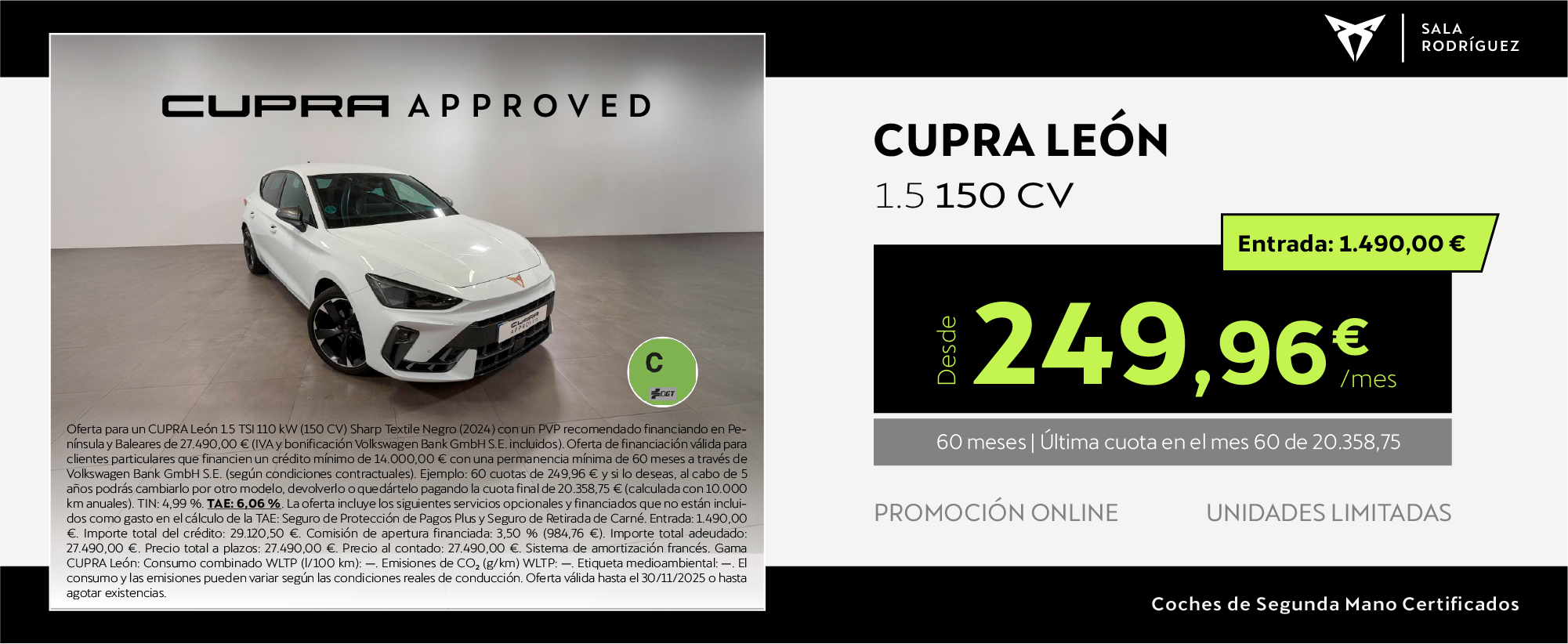 ¡Ocasión! CUPRA León TSI desde 249,96€/mes*